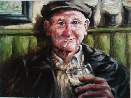 Old Man drinking a pint by Robert Devereux