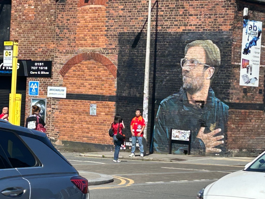 Jurgen Klopp graffiti in Baltic Triangle in Liverpool i